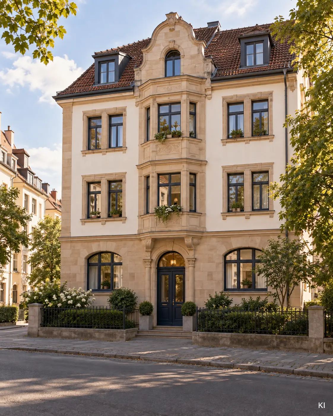 KI-Illustration fränkischer Sandsteinarchitektur; kein konkreter Ort in Nürnberg.